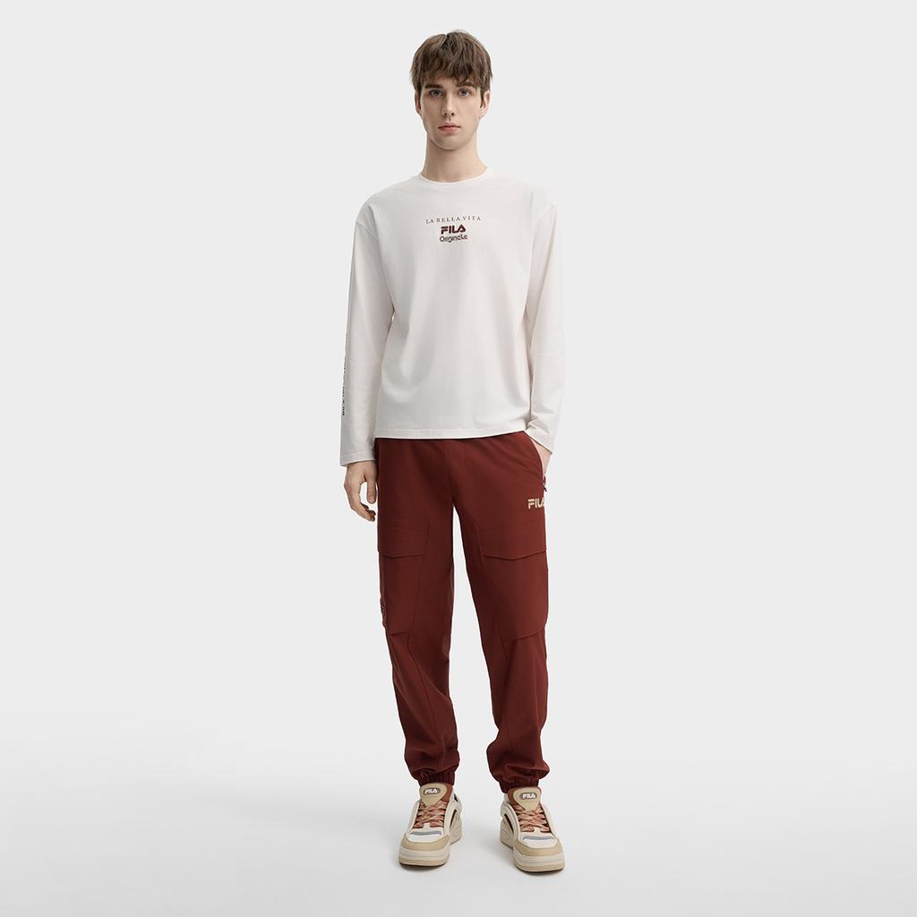 FILA T Shirts Men's Fresh Ivory Crew Neck Moderate Straight Fit F11M439208FIV