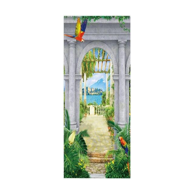 Дверные наклейки визуальное пространство пляжный коридор искусство водонепроницаемые обои гостиная спальня дверные обои ПВХ самоклеящиеся наклейки