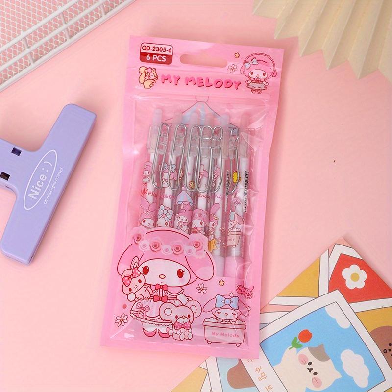 Sanrio 6 шт. 0,5 мм Нажмите на стержень шариковой ручки, чтобы нажать на гелевую ручку, высококачественная письменная ручка, красивая ручка для учеников, Канцтовары, Письменные принадлежности