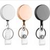 Heavy Duty Retractable Badge Holder Reel Metal ID Badge Holder with Belt Clip Key Ring for Name Card