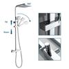 Colonne de Douche Thermostatique Auralum - Kit de Douche Carré Chromé - 5 Jets - Hauteur Max. 130cm
