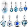 Новинка Медные Шармы Бусины Синее Сердце Змея Дельфин Подвеска Ювелирные Изделия Подходят для Оригинального Браслета для Женщин DIY Подарок