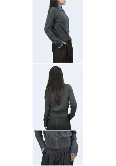 Nanyou Plaid Collar Knit Two-Piece Women's Slim-Fit Wool Blend Cardigan