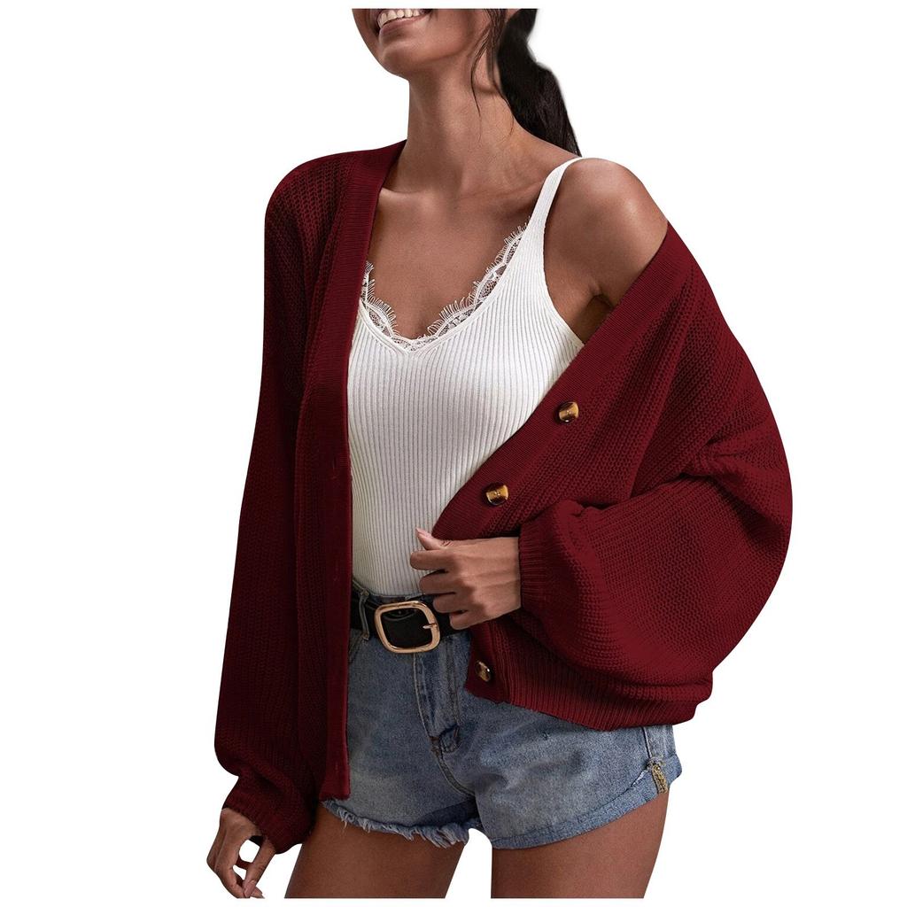 Женская мода, повседневный однотонный кардиган с длинными рукавами и пуговицами на груди, топы, куртка