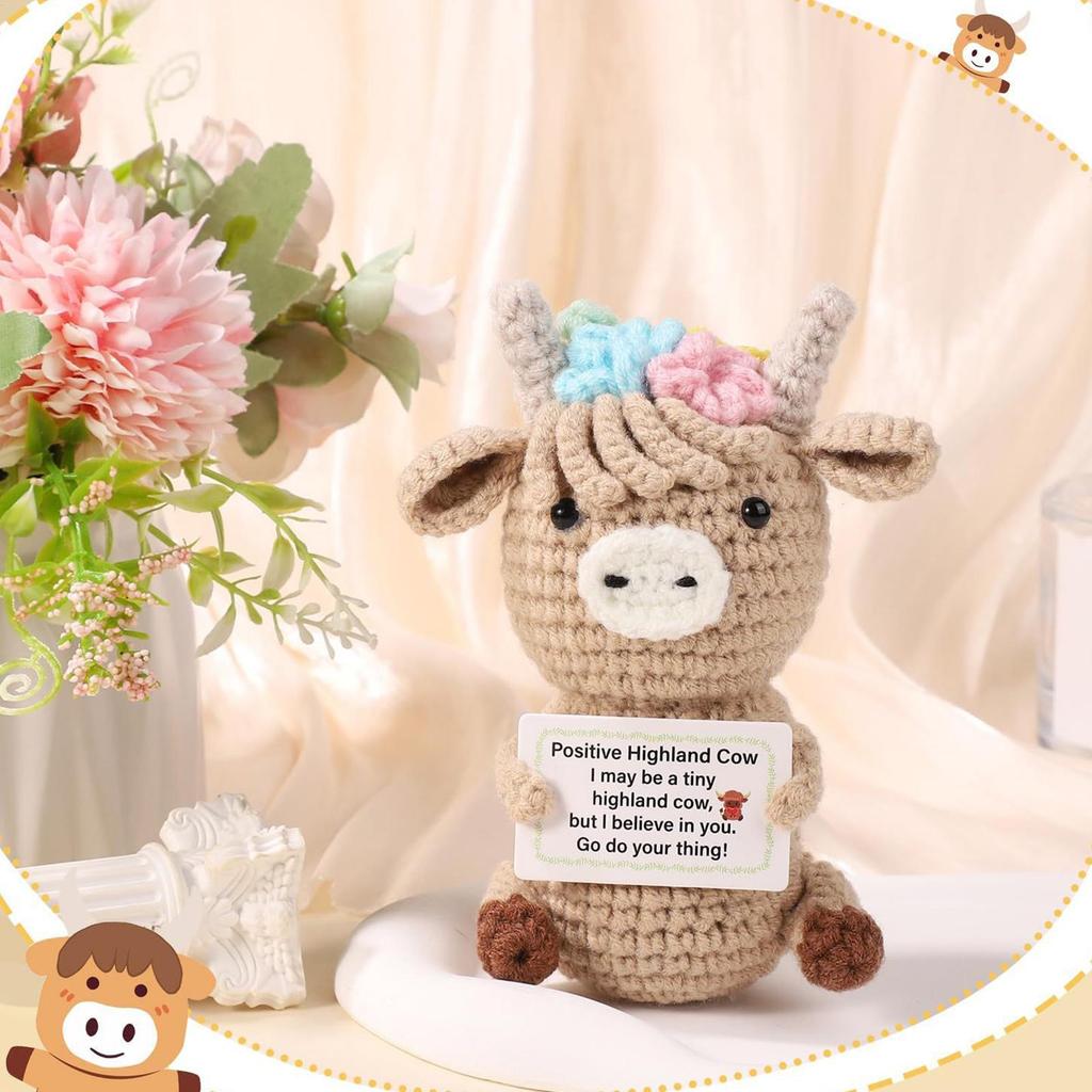 Крючком Дойная Корова Игрушка Милая Эмоциональная Корова Маленькая Позитивная Игрушка Крючком Декоративные Фигурки