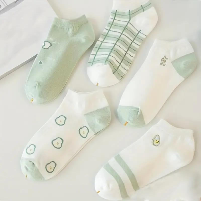 5 пар носков с мультяшным принтом, милые универсальные низкие носки до щиколотки, женские чулки и чулочно-носочные изделия
