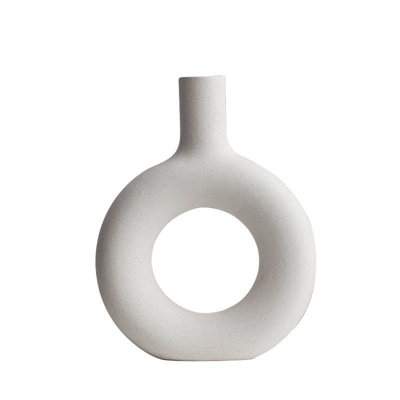 Nordic White Unglazed Ceramic Vase - Desktop Decorative Ornament