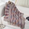 Women Pullover Sweater Hooded Batwing Half Sleeve Tassel Knitting Cape Colorful Striped Asymmetric