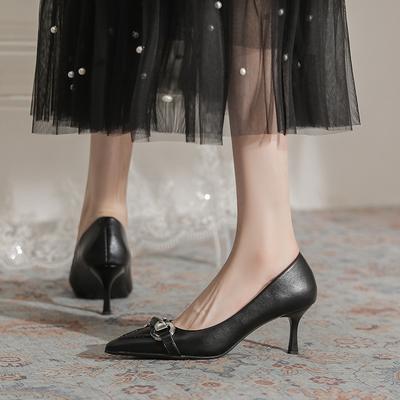 Французский дизайн женские туфли-лодочки нишевые весна-лето 2025 новые тонкий каблук светлый вырез модные универсальные для работы высокие каблуки