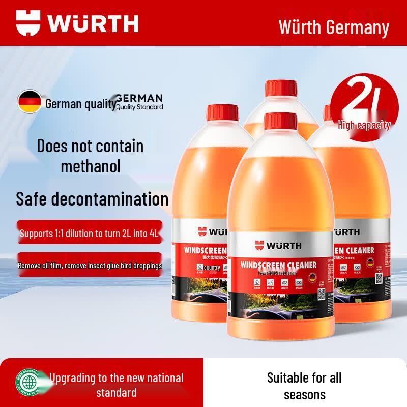 Wurth 0°C Ethanol All-Purpose Glass Cleaner - Strong Stain & Oil Film Remover