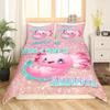 Axolotl Duvet Cover Set Pink Newt Wildlife Comforter Cover With Pillowcases Cartoon Octopus Animal Kawaii Style Twin Quilt Cover