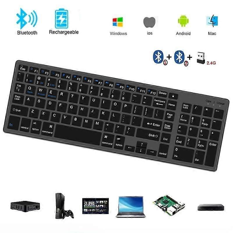 Беспроводная двойная клавиатура Bluetooth 5.0 2.4G английская 102 клавиши для MacBook iPad планшет USB C перезаряжаемая клавиатура аксессуары для ПК