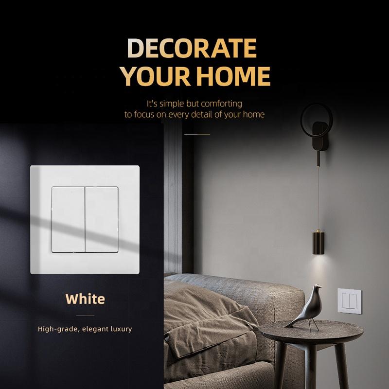 Bright Golden Color European Type Wall Light Switch 2 Gang 1 Way 2 Way Rocker Button Switch