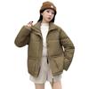 2023 зимнее новое большое модное корейское свободное хлопковое пальто со стоячим воротником, утепленное теплое хлопковое пальто, куртка