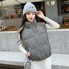Womens Warm Puffer Vest 2026 Winter Stand Collar Short Sleeveless Outerwear Cotton Filled With Duck Down