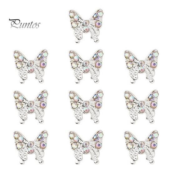 10 шт., подвески для ногтей в виде бабочек, блестящие стразы, инкрустация из искусственного кристалла, 3D подвески, аксессуары для маникюра «сделай сам», ювелирные изделия для дизайна ногтей, украшения для чехла для телефона, украшения для ногтей