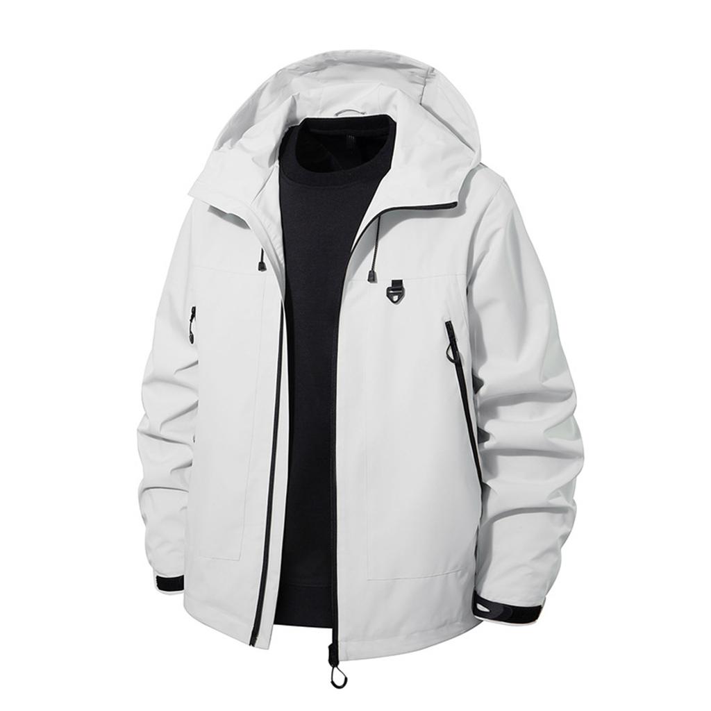 Men's Hooded Jacket Waterproof Wear-Resistant Casual Sports Outdoor Mountaineering Jacket