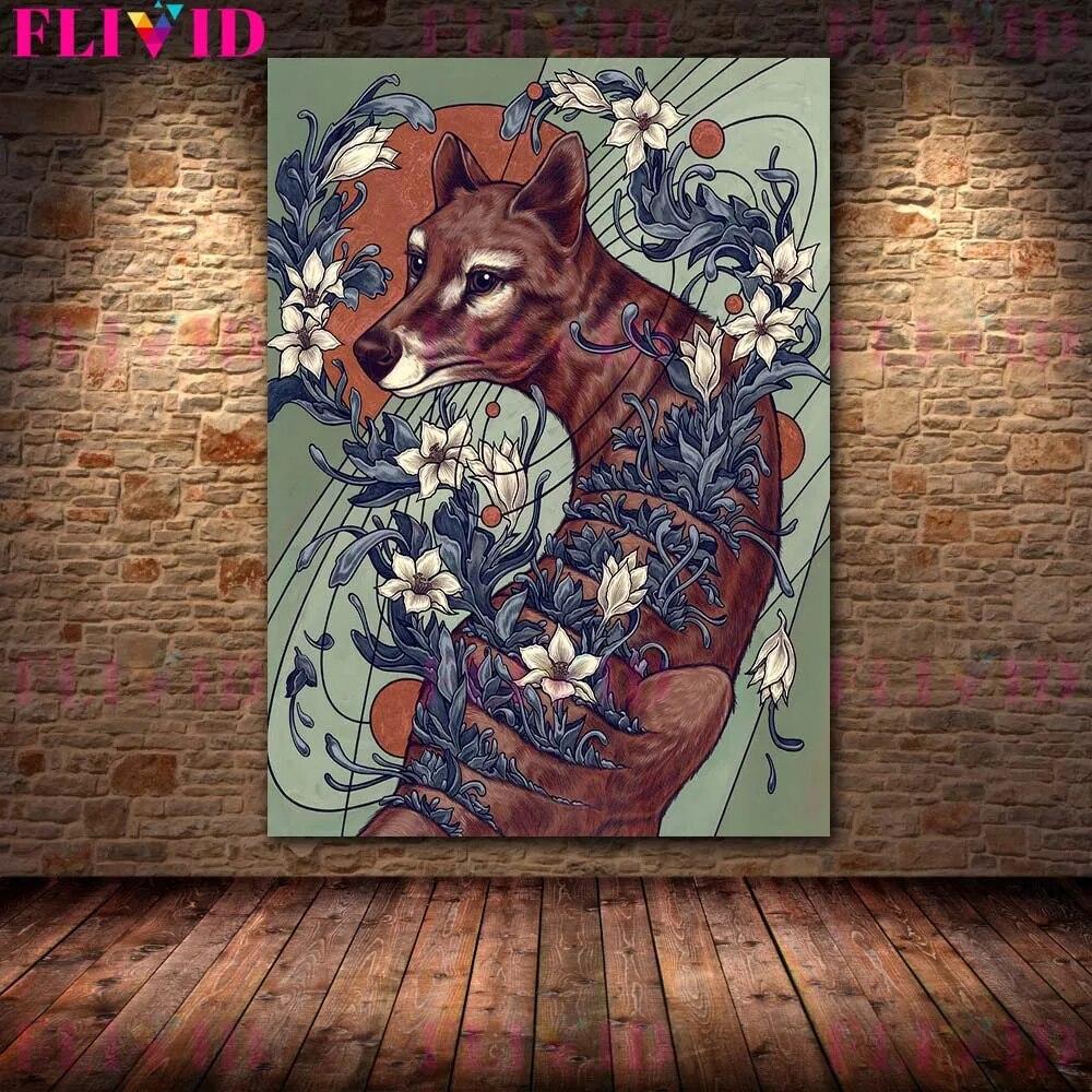 Скелеты, цветы и загадочные животные, винтажная настенная живопись на холсте, летучая мышь, опоссум, астрология, луна, звезды, планеты, печать плакатов, без рамки