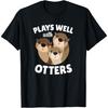 Хорошо ладит с выдрами - Смешная футболка с каламбуром про выдр в подарок