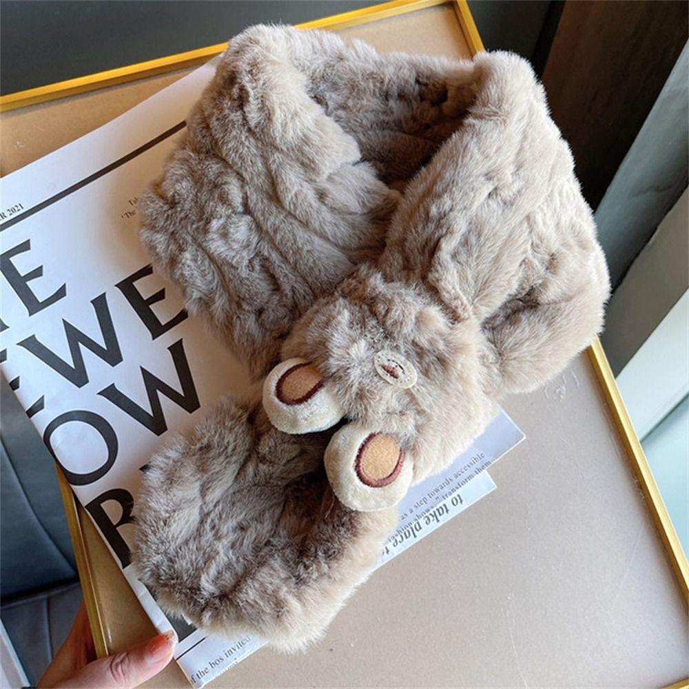 Thicken Warm Cross Scarves Faux Fur Neck Wrap Scarf Cute Shawl Winter