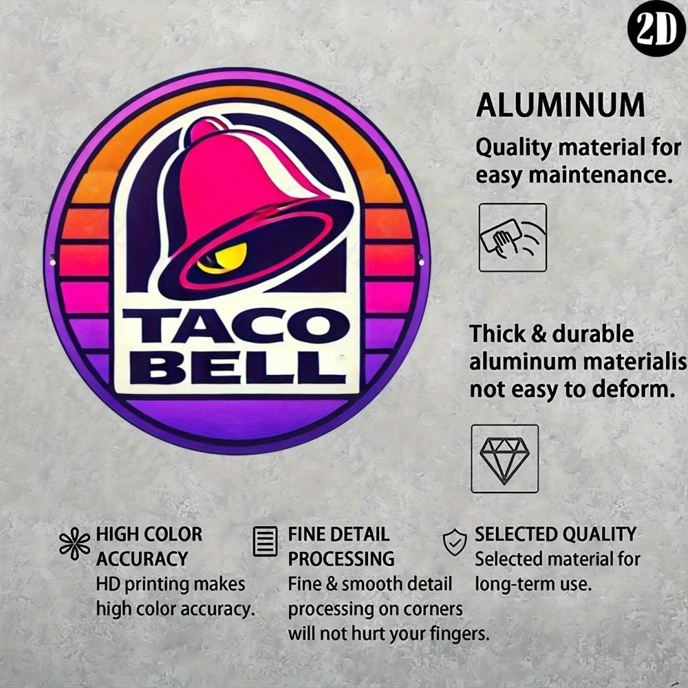 Винтажная металлическая настенная табличка в стиле Taco Bell, 8x8 дюймов, круглая, алюминиевая, декоративное искусство, легко повесить