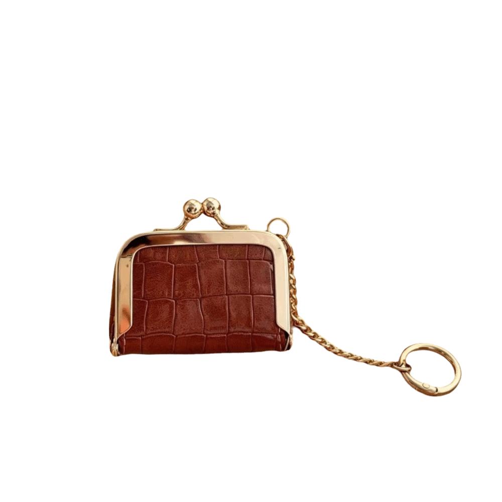 Portable Kiss Lock Coin Purse PU Leather Keychain Change Wallet Valentine's Day