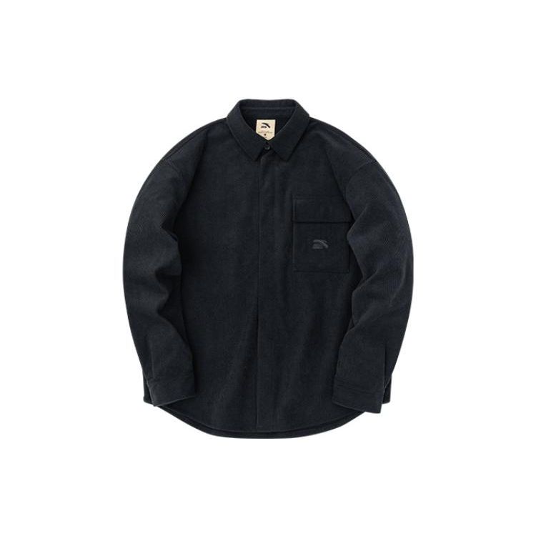 Anta Lifestyle Series Black Unisex Loose Long Sleeve Corduroy Shirt Jacket 172248771-2
