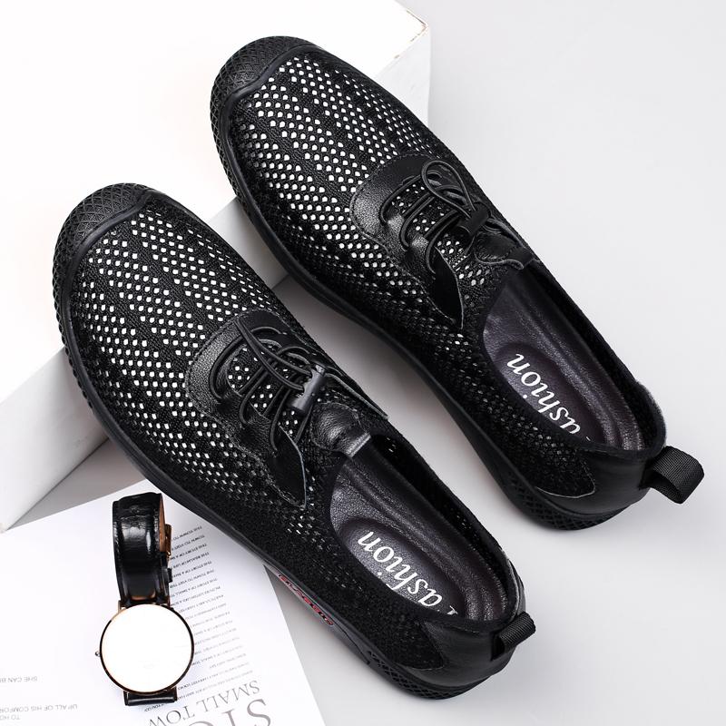 Модная мужская повседневная обувь, черные легкие кроссовки, летние мужские туфли для активного отдыха, классические дышащие мягкие прогулочные туфли, мужские мокасины
