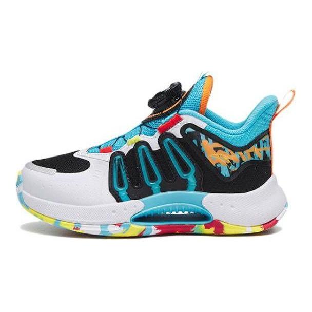 Anta Кроссовки для баскетбола Qingkuang 2 Durable Rebound Low-Top, детские, черные, белые, синие 312319910-2