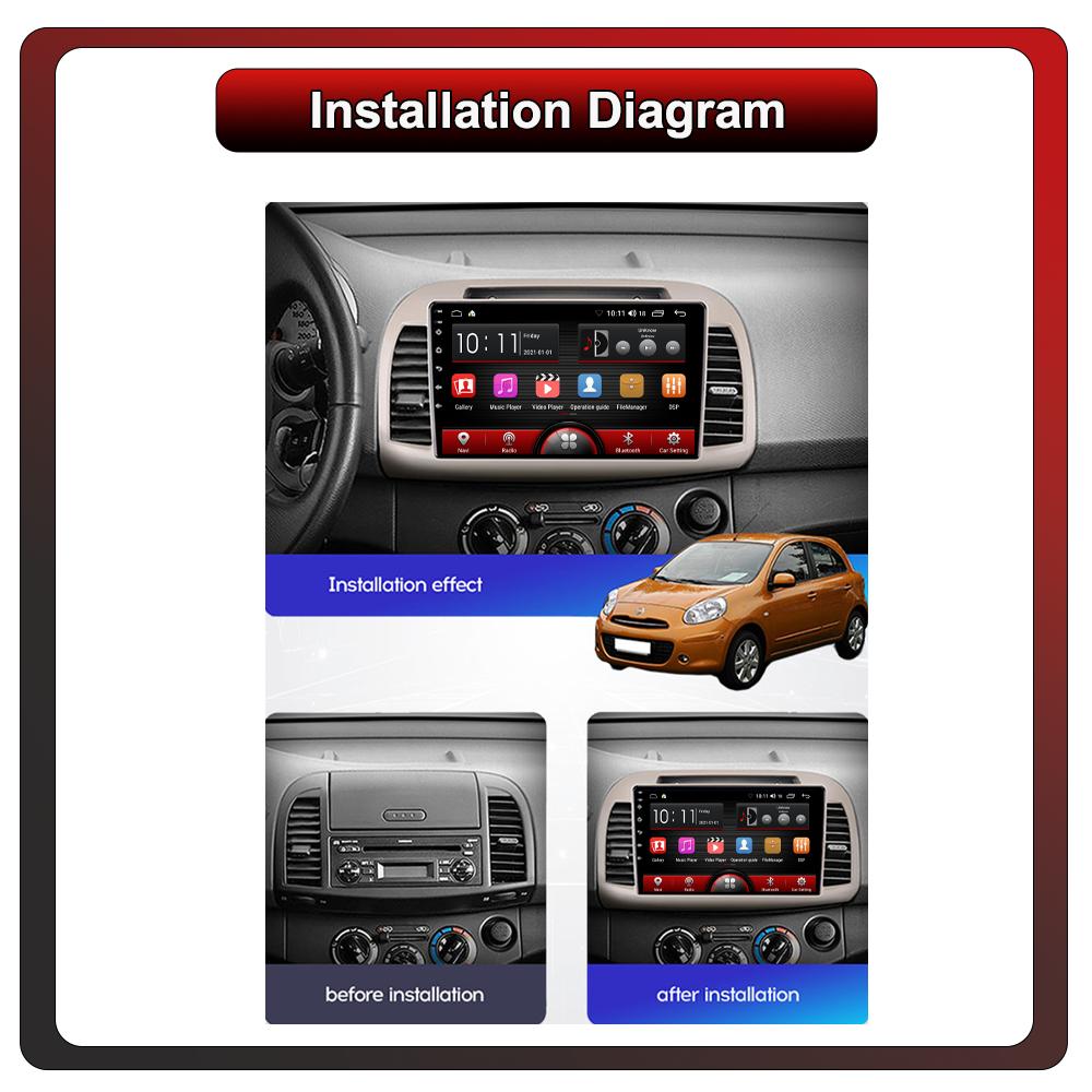 2Din Android Car-Play Car Radio,Nissan March K12 2002-2010,Multimedia Player Head Unit Stereo GPS Navigation BT WIFI,1+16GB