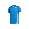 Adidas Полосатая футболка с короткими рукавами и логотипом для фитнеса, мужские топы, синие GJ2701