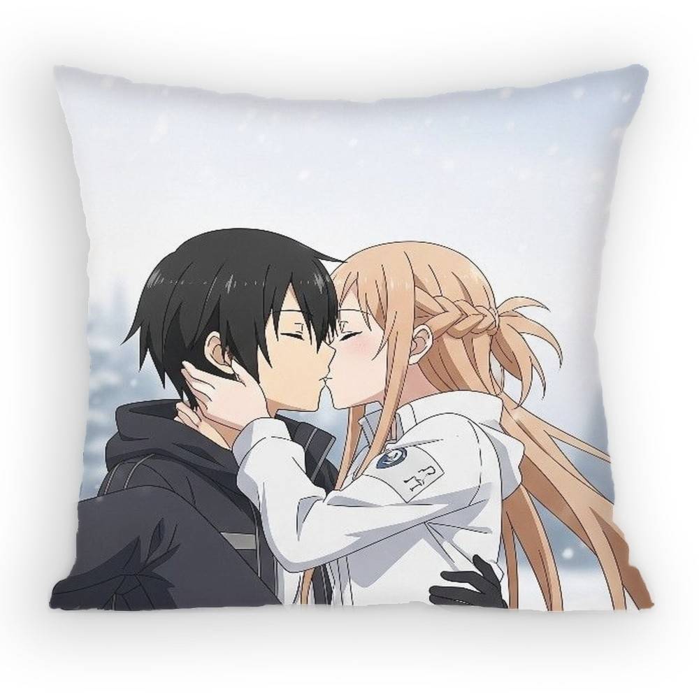 Чехол для подушки Sword Art Online Асуна Кирито Противопылевой чехол для подушки Невидимая молния Шелковистый короткий плюш Чехол для диванной подушки