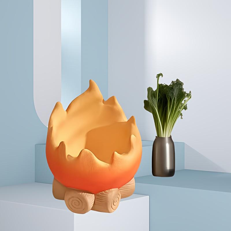 Flame Shaped Storage Tray, Unique Flame Design Ceramic Decorative Tray for Home and Office ,Ideal for Organizing Lipstick, Keys, and Small Items