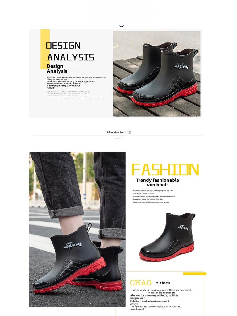 Korean Style Men's Waterproof Non-Slip Fashion Rain Boots
