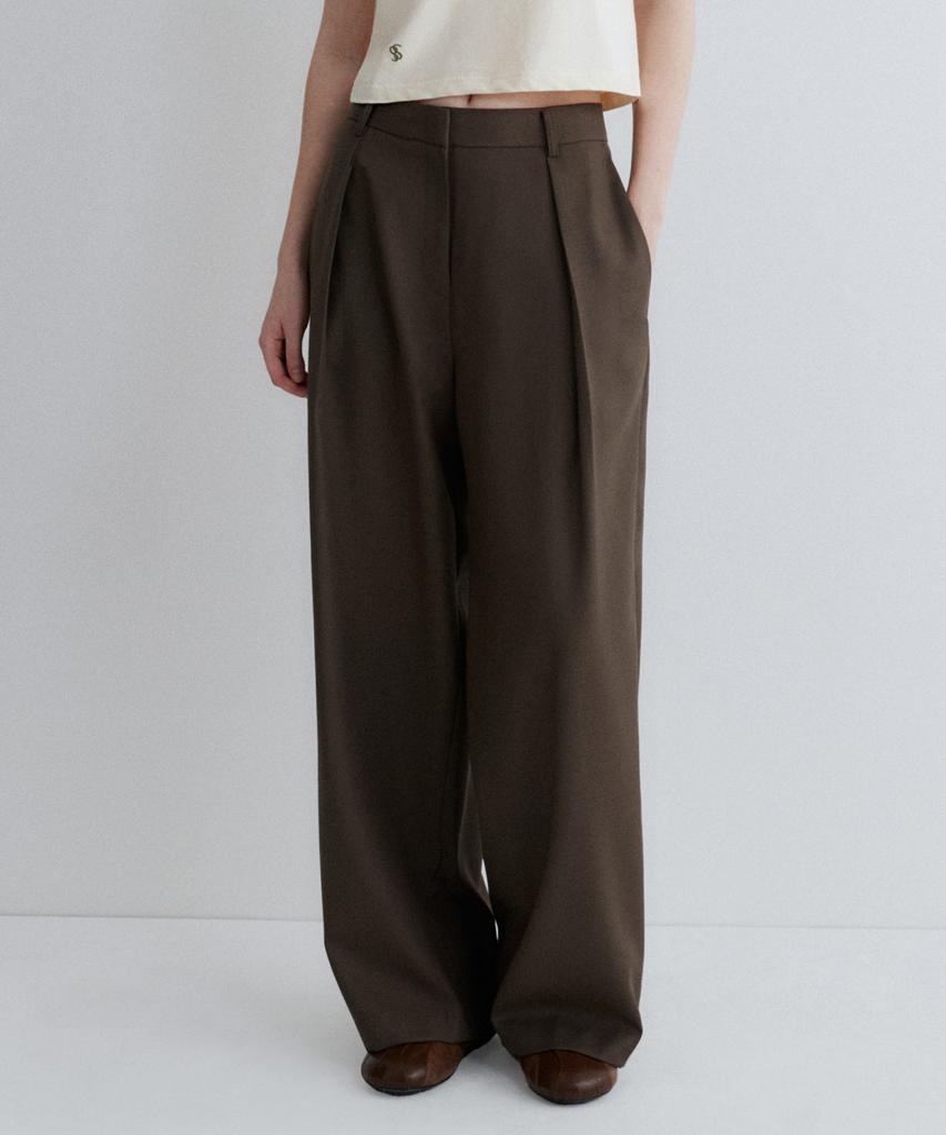 SUARE WOMEN Wool One-Pleat Wide Slacks - 3 Colors