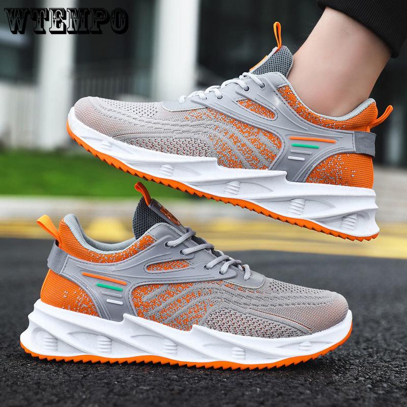 WTEMPO Мужские летние кроссовки на воздушной подушке, уличная дышащая спортивная обувь с сеткой, нескользящая баскетбольная обувь на толстой подошве, повседневные кроссовки