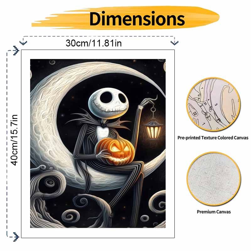 Disney Jack Skellington pumpkin moon oil painting digital painting art kit handmade diy painting home decoration gift