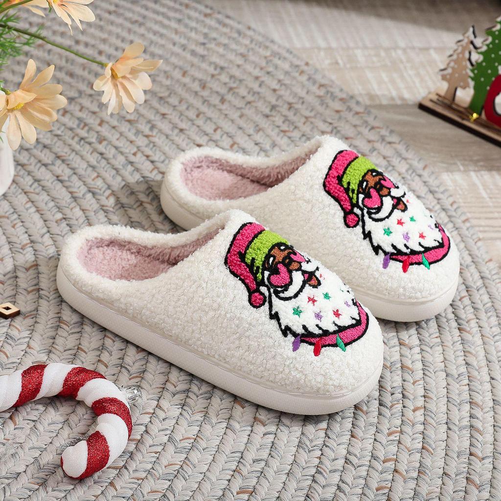 Christmas Grinch Cotton Slippers for Men & Women - Cozy Winter Furry Footwear