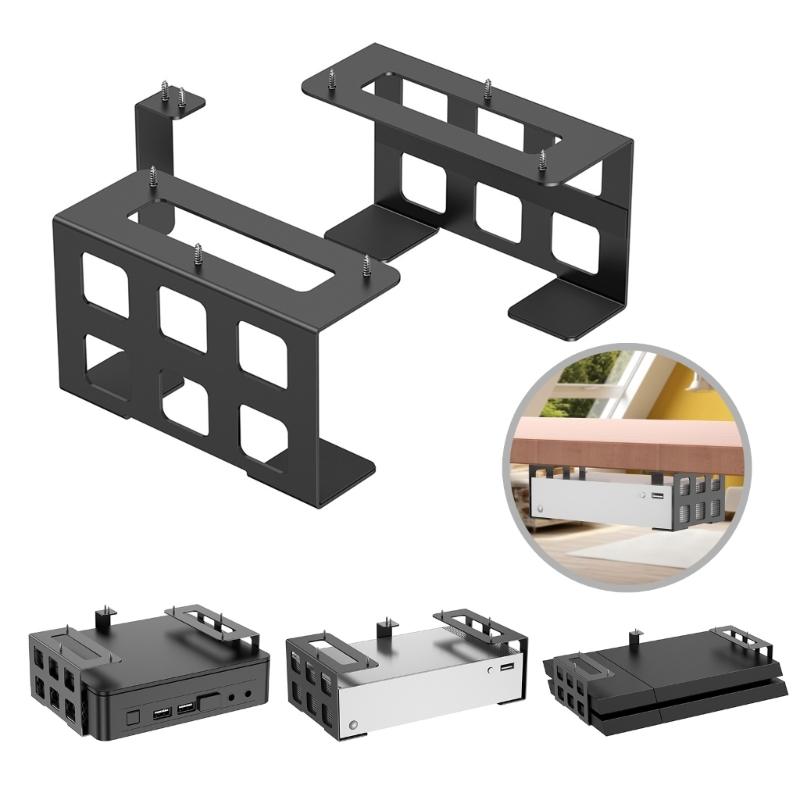 Wall Or Under Shelf Holder Mounting Bracket for Game Console, Home Office Dorm Use, Small Electronics And Media Devices