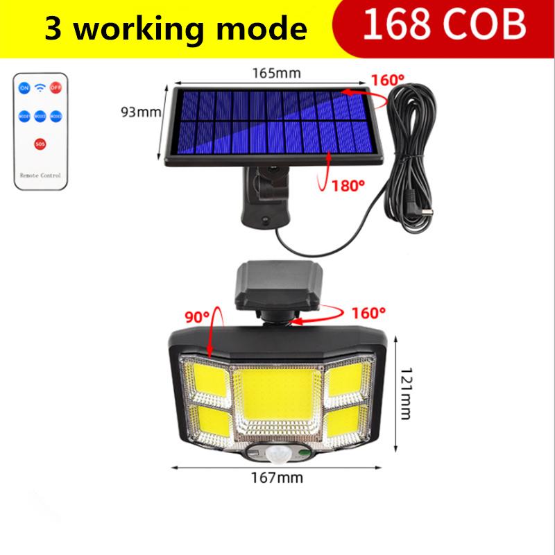 Новый тип солнечного индукционного светильника 96/168 LED COB сплит, наружный водонепроницаемый садовый настенный светильник, солнечная зарядка, новая энергия, освещение, уличный фонарь, прожектор