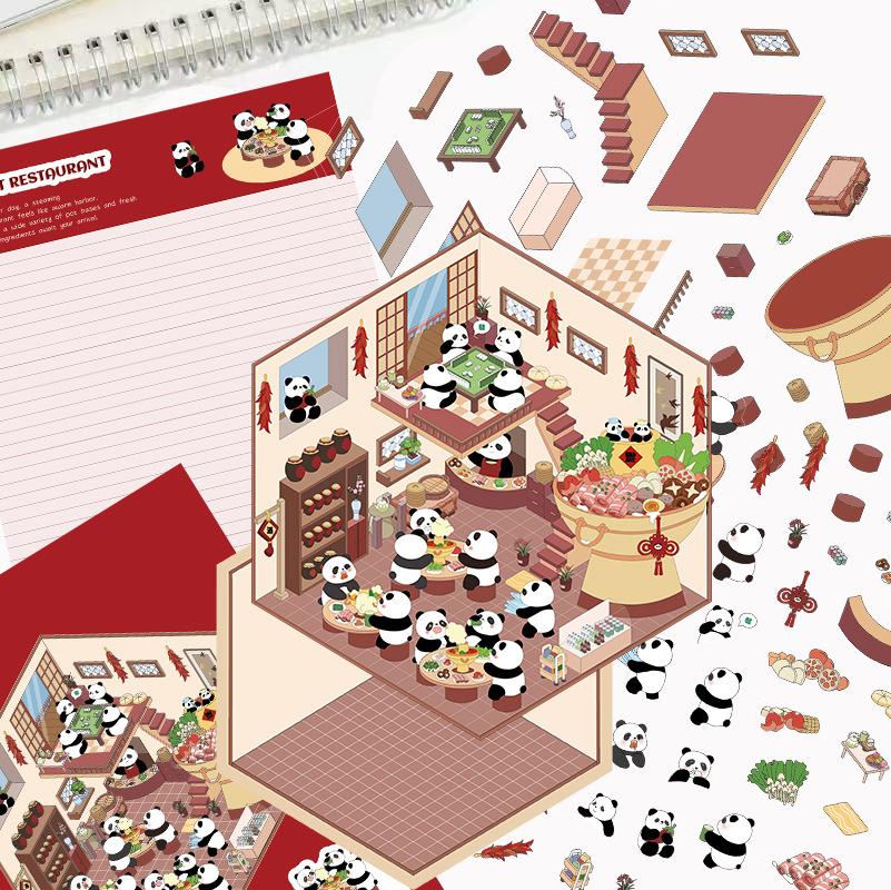 Cartoon Landscape Stickers Multiple Miniature World 3D Hut Unzip DIY Scene Manual Post