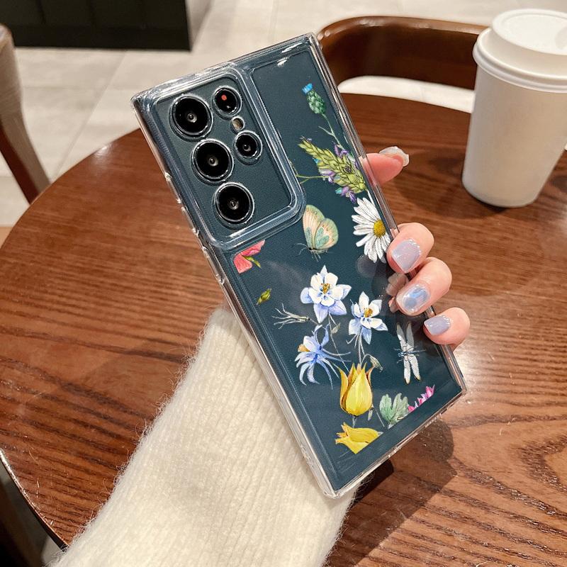 Чехол для телефона с цветными лозами для Samsung S25 Ultra S24 FE S23 A56 A36 A55 5G A16 A25 A35 A33 A54 S22 Plus, противоударный, прозрачный, силиконовый чехол