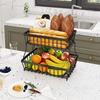 2 Tier Countertop Fruit Basket for Kitchen Sturdy Metal Vegetable Storage Bread Bowl Stand Wire Organizer for Potato Onion
