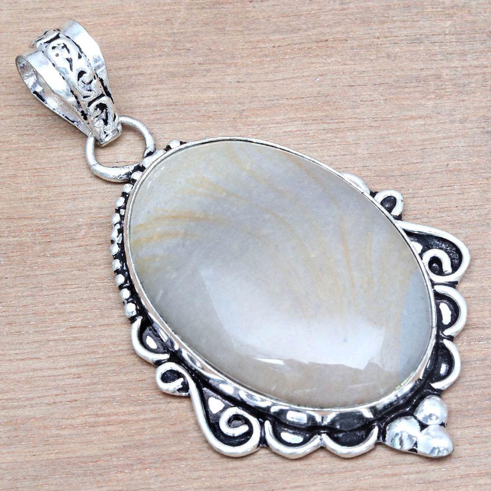 Pendant Polygram Jasper Gemstone Mother'Day Silver Jewelry 2.25"