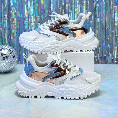 Неуклюжие кроссовки с сетчатой ​​поверхностью, дышащая толстая подошва, увеличивающая обувь Jinjiang, холодная липкая обувь, модная повседневная спортивная обувь, модная обувь для пар