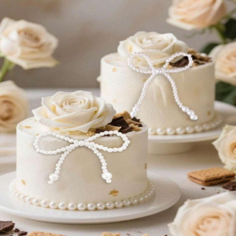5/10Pcs Pearl Bow Cake Decoration, Suitable For Single Party, Birthday, Baptism, Wedding, Princess Themed Party Decoration