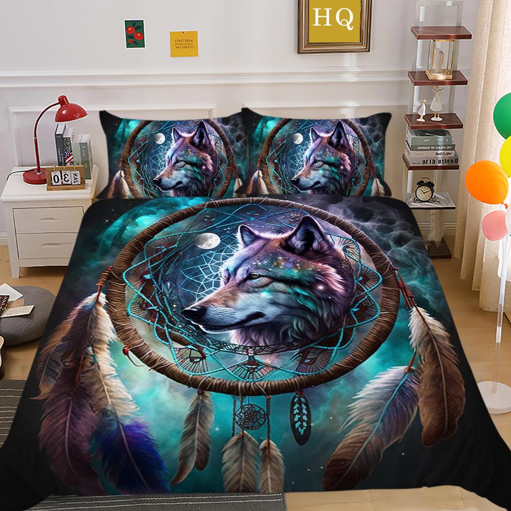 Пододеяльники с принтом волка King Size, комплект постельного белья из микрофибры, мужской мягкий высококачественный домашний текстиль