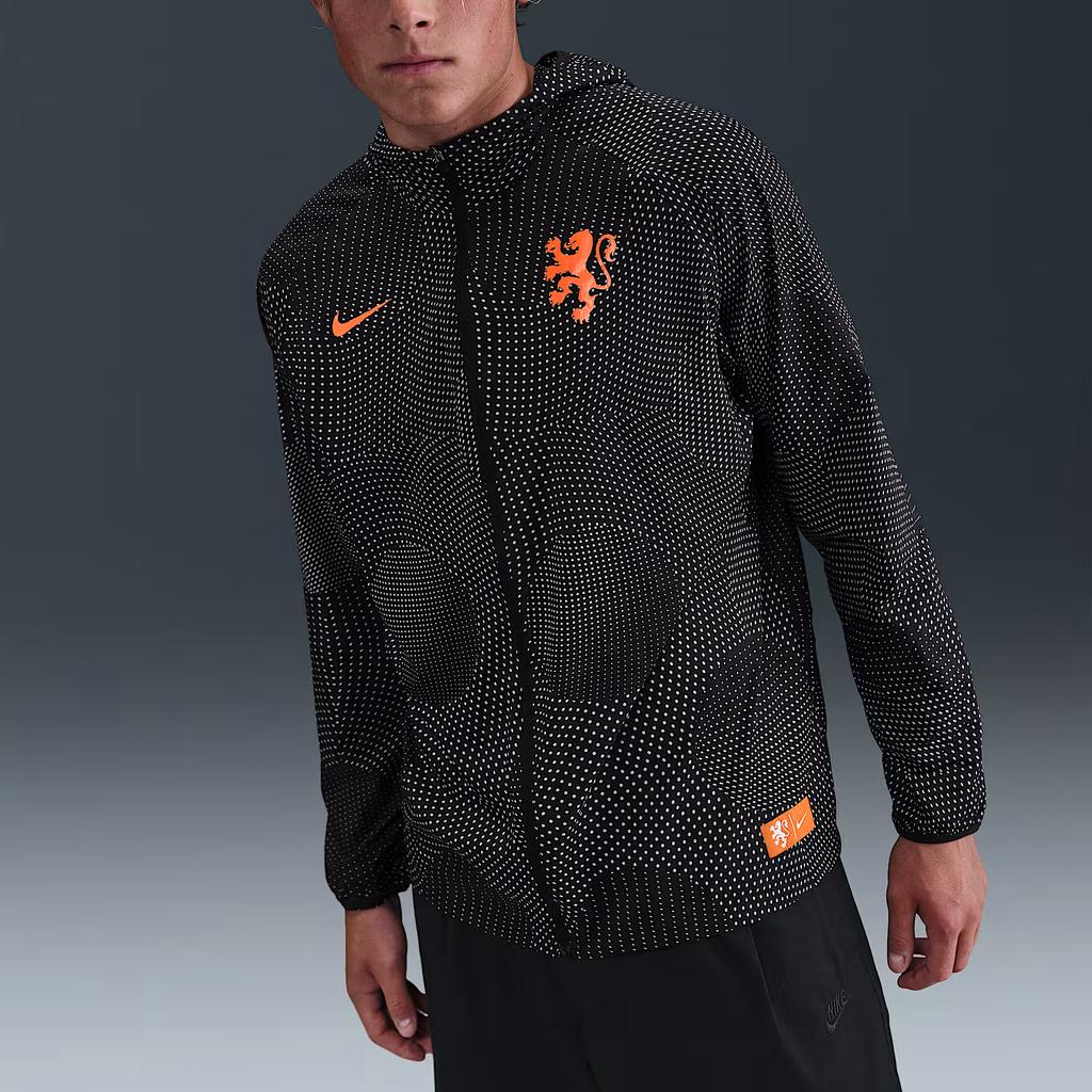 Nike Нидерланды Aireez Футбольный Принт Толстовка на Молнии с Капюшоном Водонепроницаемая Куртка Мужские Куртки HM3842-010
