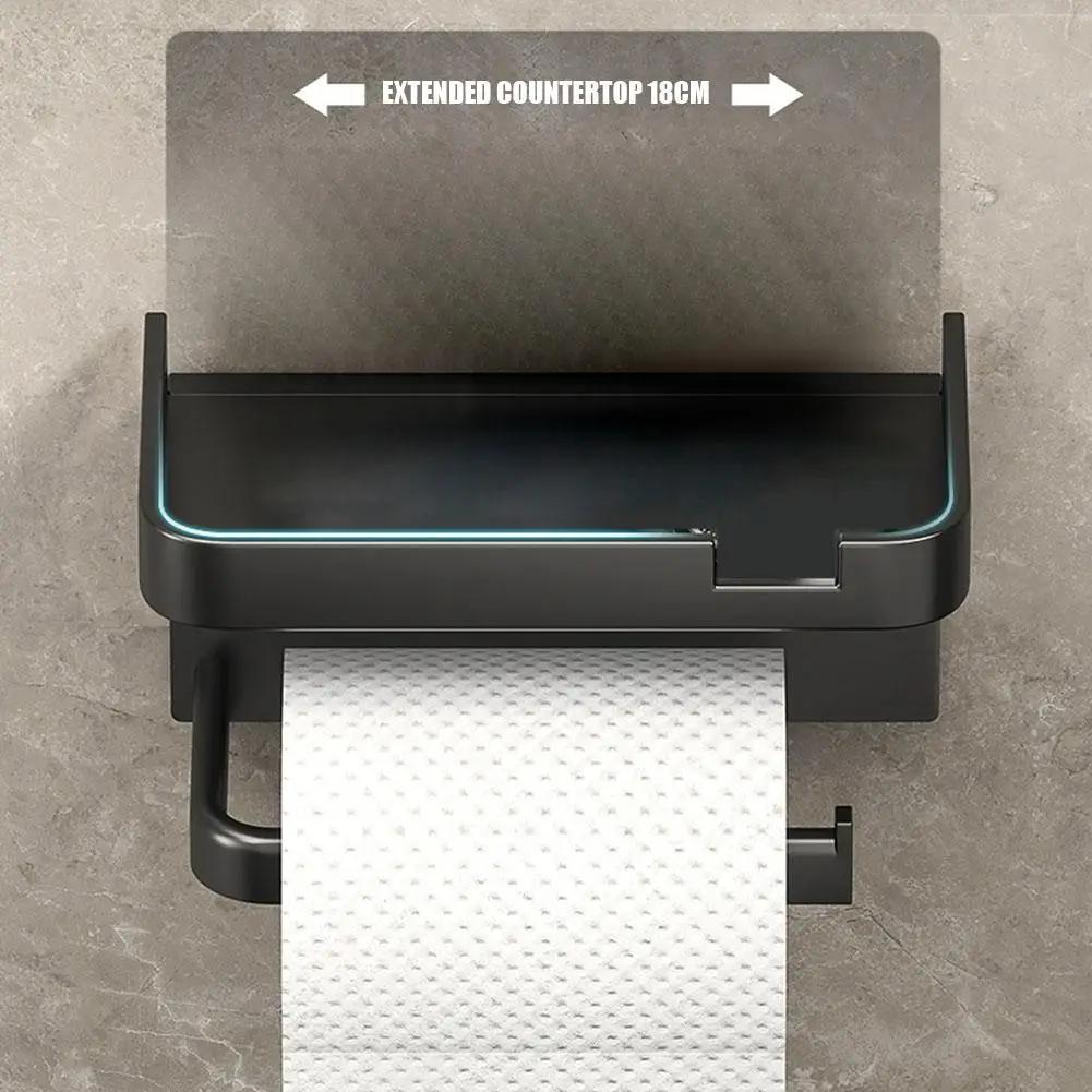 Настенный держатель для туалетной бумаги, нержавеющая утолщенная пластиковая полка для хранения для ванной комнаты, кухни, держатель для рулона туалетной бумаги