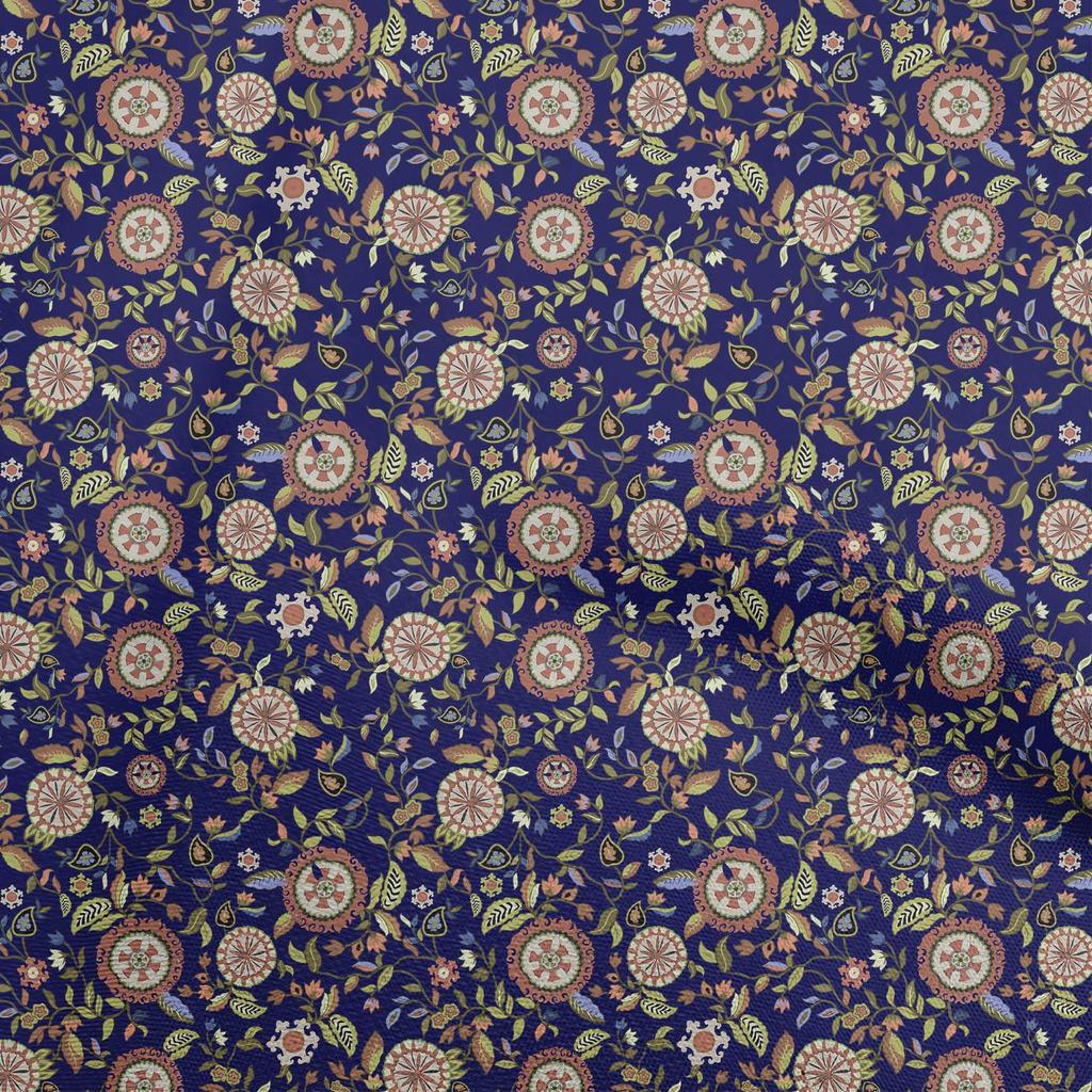 oneOone Cotton Flex Gray Fabric Asian Suzani  Dress Material Fabric Print Fabric By The Yard 40 Inch